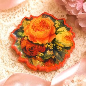Vintage Hallmark 1980s Red Plastic Rose Bouquet Pin